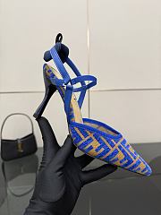 Kitlife Fendi Colibrì Lite High-heeled Blue & Beige FF Chenille Slingbacks 85mm - 3