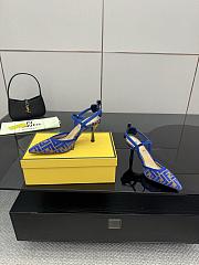 Kitlife Fendi Colibrì Lite High-heeled Blue & Beige FF Chenille Slingbacks 85mm - 2