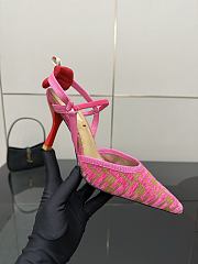 Kitlife Fendi Colibrì Lite High-heeled Pink & Beige FF Chenille Slingbacks 85mm - 4