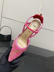 Kitlife Fendi Colibrì Lite High-heeled Pink & Beige FF Chenille Slingbacks 85mm - 3
