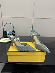 Kitlife Fendi Colibrì Lite High-heeled Light Blue & Beige FF Chenille Slingbacks 85mm - 1