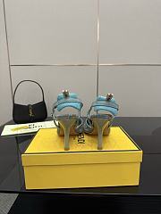 Kitlife Fendi Colibrì Lite High-heeled Light Blue & Beige FF Chenille Slingbacks 85mm - 6
