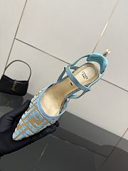 Kitlife Fendi Colibrì Lite High-heeled Light Blue & Beige FF Chenille Slingbacks 85mm - 4
