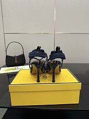 Kitlife Fendi Colibrì Lite High-heeled Dark Blue & Beige FF Chenille Slingbacks 85mm - 2