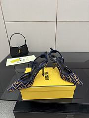 Kitlife Fendi Colibrì Lite High-heeled Dark Blue & Beige FF Chenille Slingbacks 85mm - 3