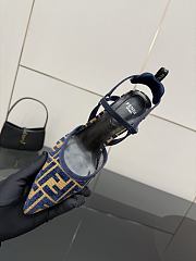 Kitlife Fendi Colibrì Lite High-heeled Dark Blue & Beige FF Chenille Slingbacks 85mm - 6