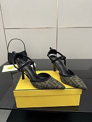 Kitlife Fendi Colibrì Lite High-heeled Black & Beige FF Chenille Slingbacks 85mm - 1