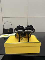 Kitlife Fendi Colibrì Lite High-heeled Black & Beige FF Chenille Slingbacks 85mm - 5