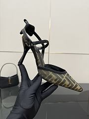 Kitlife Fendi Colibrì Lite High-heeled Black & Beige FF Chenille Slingbacks 85mm - 3