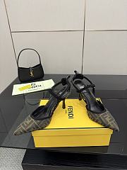Kitlife Fendi Colibrì Lite High-heeled Black & Beige FF Chenille Slingbacks 85mm - 2
