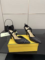 Kitlife Fendi Black Leather Braided High Heels 85mm - 1