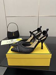 Kitlife Fendi Black Leather Braided High Heels 85mm - 3