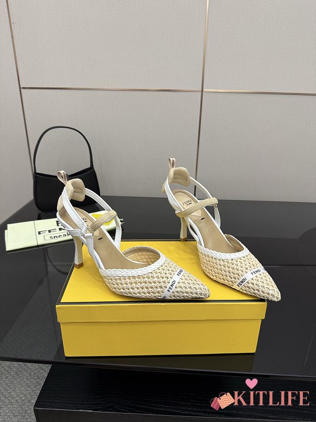 Kitlife Fendi White Leather Braided High Heels 85mm - 1
