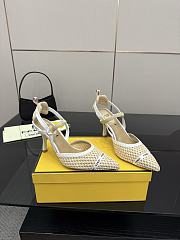 Kitlife Fendi White Leather Braided High Heels 85mm - 1