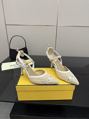 Kitlife Fendi White Leather Braided High Heels 85mm