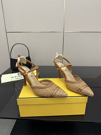 Kitlife Fendi Brown Leather Braided High Heels 85mm