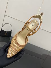 Kitlife Fendi Brown Leather Braided High Heels 85mm - 5