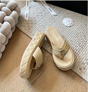 Kitlife Chanel 25C Thick-soled Flip Flops Beige - 2