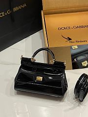 Kitlife Dolce & Gabbana Small Sicily Bag Black Patent Leather BB8615 18x11x6cm - 1
