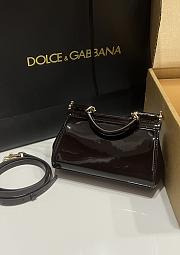 Kitlife Dolce & Gabbana Small Sicily Bag Dark Brown Patent Leather BB8615 18x11x6cm - 4