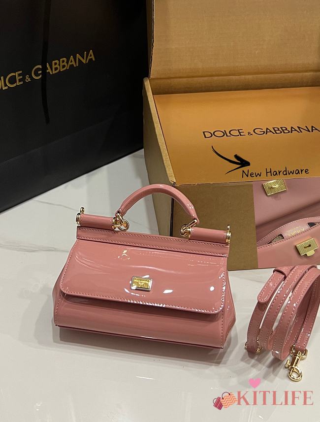 Kitlife Dolce & Gabbana Small Sicily Bag Pink Patent Leather BB8615 18x11x6cm - 1