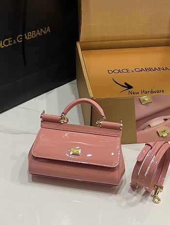 Kitlife Dolce & Gabbana Small Sicily Bag Pink Patent Leather BB8615 18x11x6cm