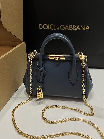 Kitlife Dolce & Gabbana Marlene Dark Blue Calfskin Bag 13.5x19x7cm