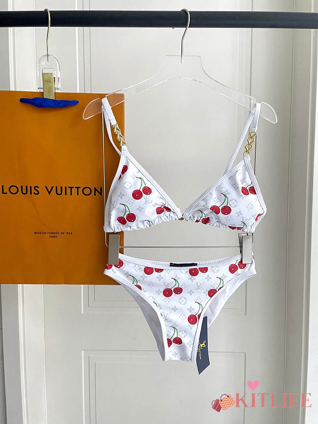 Kitlife Louis Vuitton Two-piece Swimsuit White Cherry - 1