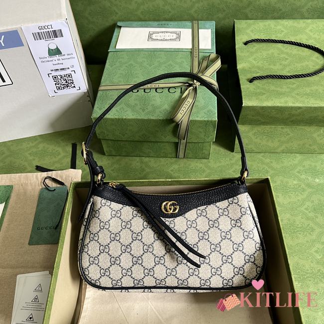 Kitlife Gucci Ophidia Small Shoulder Bag Beige & Black 735145 25x15x6.5cm - 1