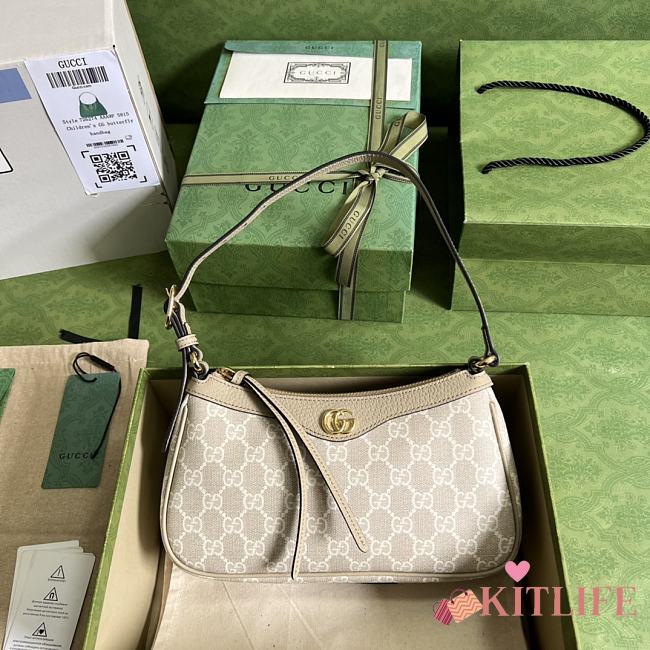 Kitlife Gucci Ophidia Small Shoulder Bag Beige & White 735145 25x15x6.5cm - 1