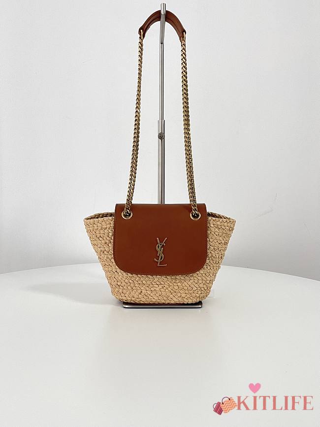 Kitlife Saint Laurent Mini Manon In Raffia And Aged Vegetable-Tanned Leather 774269 23x6x12cm - 1