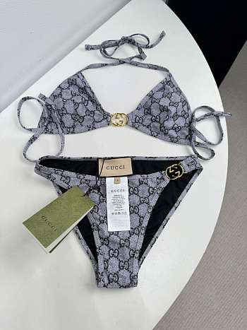 Kitlife Gucci Metal Logo-embellished Printed Bikini Black