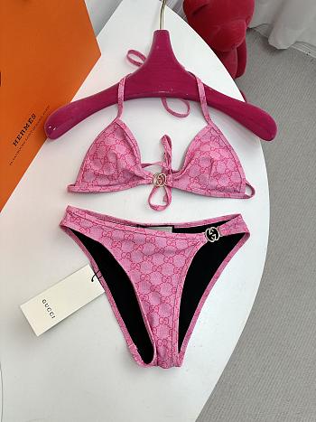 Kitlife Gucci Metal Logo-embellished Printed Bikini Pink