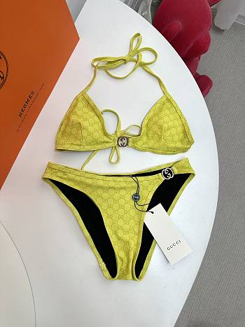 Kitlife Gucci Metal Logo-embellished Printed Bikini Yellow