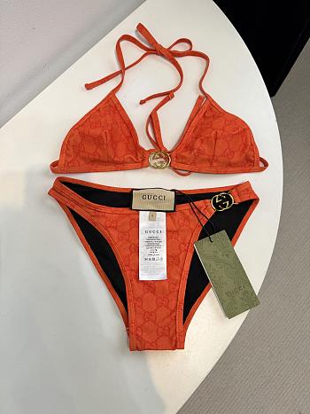 Kitlife Gucci Metal Logo-embellished Printed Bikini Orange 