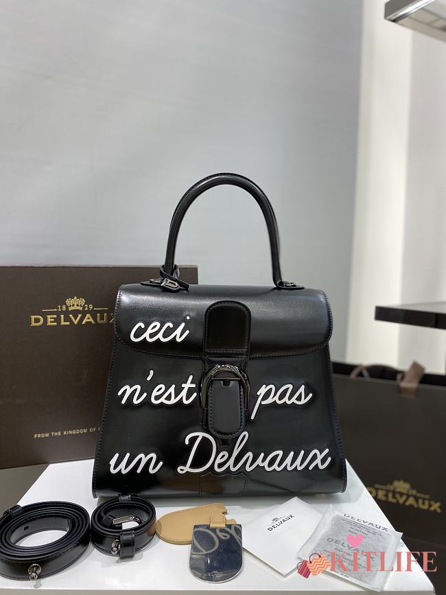 Kitlife Delvaux Humour MM Brillant Satchel in Black 28cm - 1
