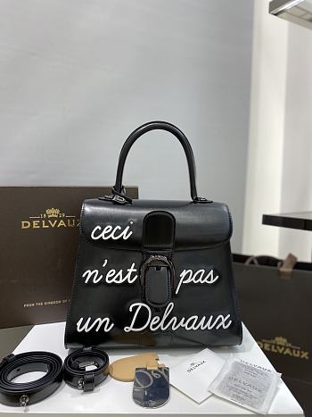 Kitlife Delvaux Humour MM Brillant Satchel in Black 28cm