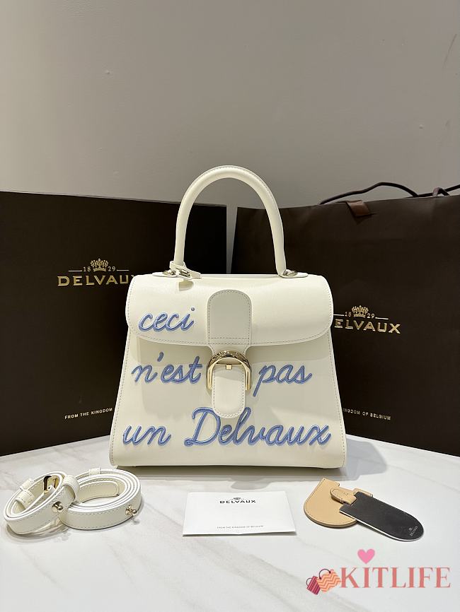 Kitlife Delvaux Humour MM Brillant Satchel in White 28cm - 1
