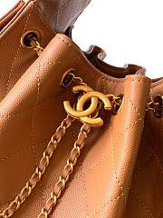 Kitlife Chanel 25C Drawstring Bucket Hobo Bag Brown Grained Leather 30×26×14cm - 5
