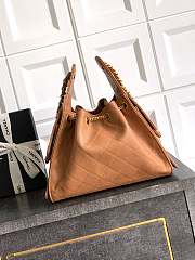 Kitlife Chanel 25C Drawstring Bucket Hobo Bag Brown Grained Leather 30×26×14cm - 3