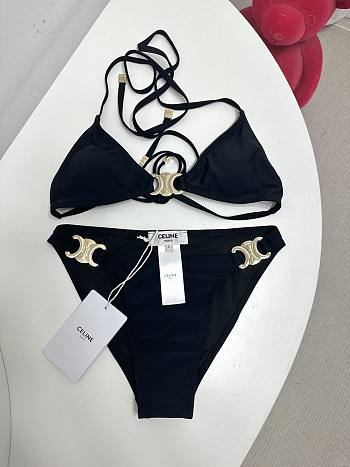 Kitlife Celine Arc de Triomphe Metal Logo Swimsuit Black