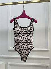 Kitlife Valentino Printed One-piece Swimsuit Beige & Black - 1