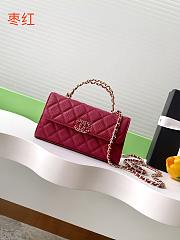 Kitlife Chanel 25S Kelly Top Handle Bag Burgundy 10x18x4.5cm - 1
