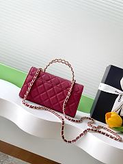 Kitlife Chanel 25S Kelly Top Handle Bag Burgundy 10x18x4.5cm - 3