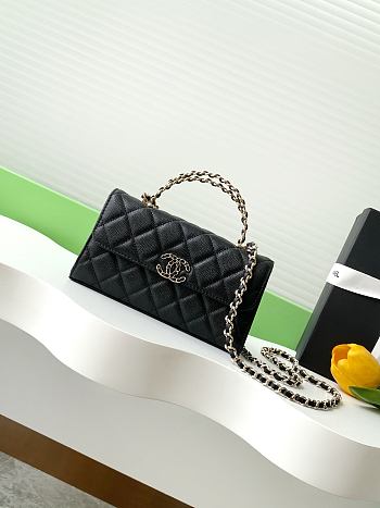 Kitlife Chanel 25S Kelly Top Handle Bag Black 10x18x4.5cm