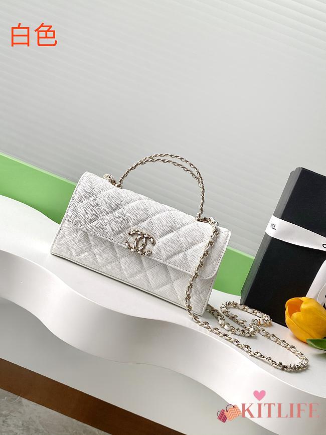 Kitlife Chanel 25S Kelly Top Handle Bag White 10x18x4.5cm - 1