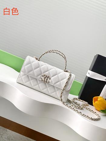 Kitlife Chanel 25S Kelly Top Handle Bag White 10x18x4.5cm
