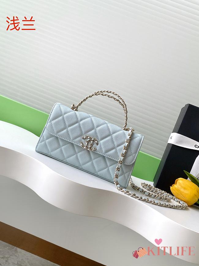Kitlife Chanel 25S Kelly Top Handle Bag Light Blue 10x18x4.5cm - 1