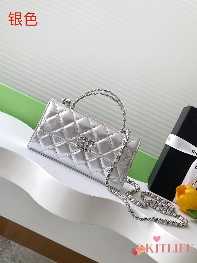 Kitlife Chanel 25S Kelly Top Handle Bag Silver 10x18x4.5cm - 1