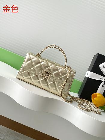 Kitlife Chanel 25S Kelly Top Handle Bag Gold 10x18x4.5cm